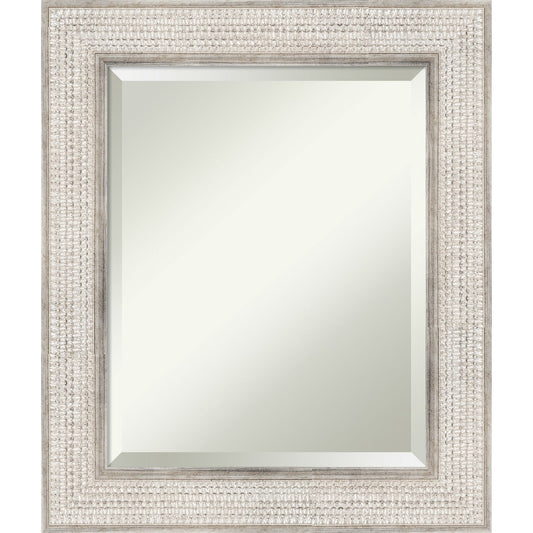 Miroir mural de salle de bain en bois biseauté - Cadre argenté Treillis - Argent Treillis