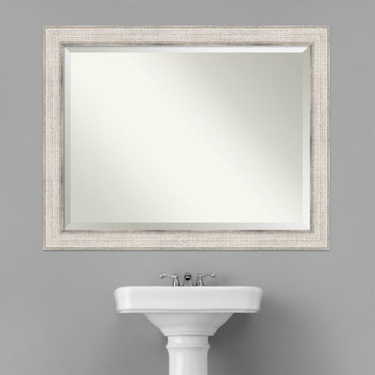 Miroir mural de salle de bain en bois biseauté - Cadre argenté Treillis - Argent Treillis