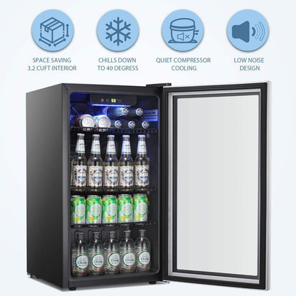 Réfrigérateur à boissons - Mini réfrigérateur 120 canettes avec porte vitrée
