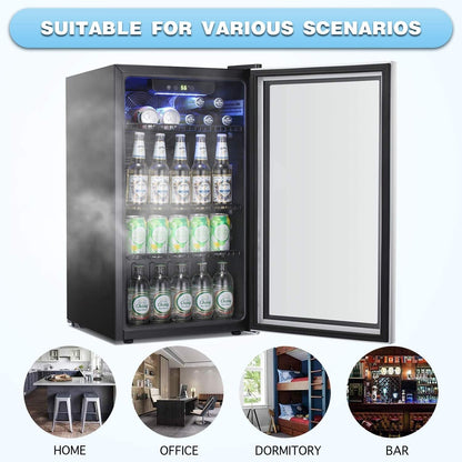 Réfrigérateur à boissons - Mini réfrigérateur 120 canettes avec porte vitrée