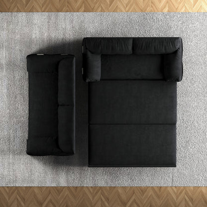 Canapé-lit gigogne 3-en-1 en velours noir 63,8 avec rangement latéral pour le salon