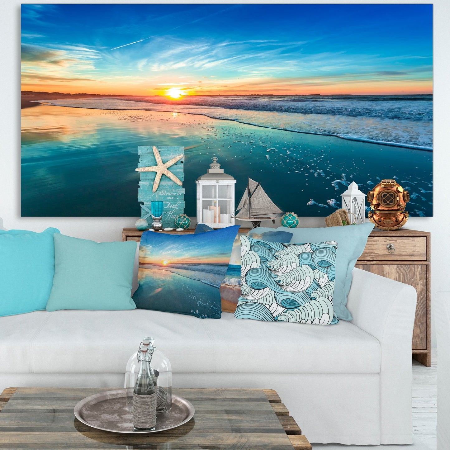 Coucher de soleil au bord de mer - Toile murale