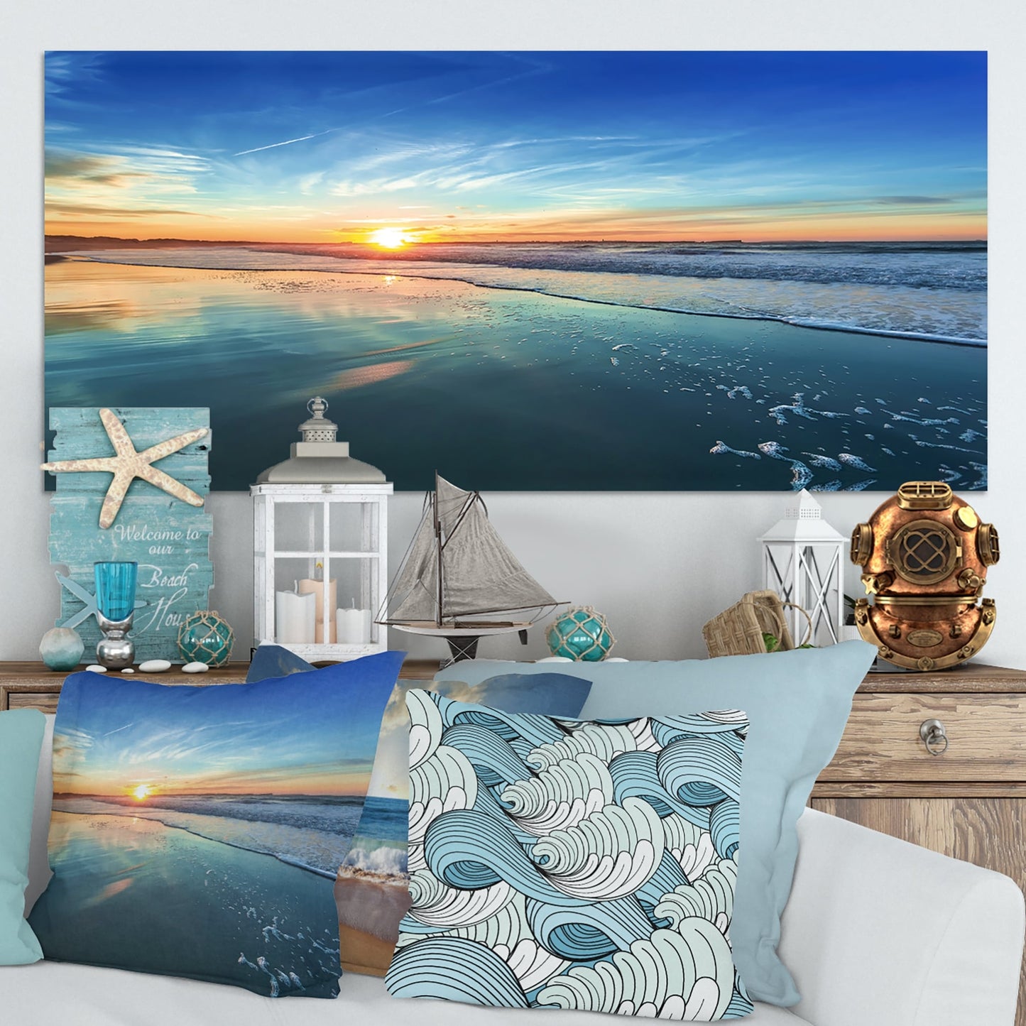 Coucher de soleil au bord de mer - Toile murale