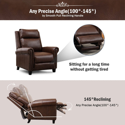 Fauteuil inclinable en cuir véritable avec accoudoirs et dossier confortables