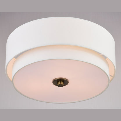 Plafonnier moderne du milieu du siècle de Burnaby avec abat-jour tambour en lin blanc