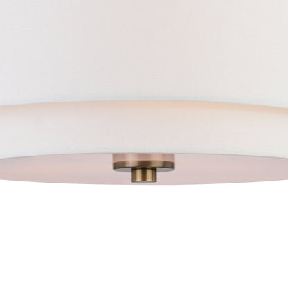 Plafonnier moderne du milieu du siècle de Burnaby avec abat-jour tambour en lin blanc