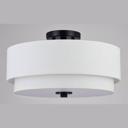 Plafonnier moderne du milieu du siècle de Burnaby avec abat-jour tambour en lin blanc