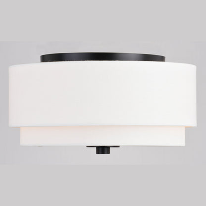 Plafonnier moderne du milieu du siècle de Burnaby avec abat-jour tambour en lin blanc
