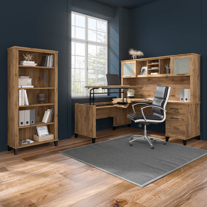 Bibliothèque haute à 5 étagères Bush Furniture Somerset avec tablettes réglables