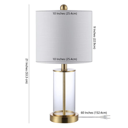 Lampe de table à LED Cabell 21 en verre, contemporaine et moderne, avec chargeur USB, bronze huilé (lot de 2) par JONATHAN Y