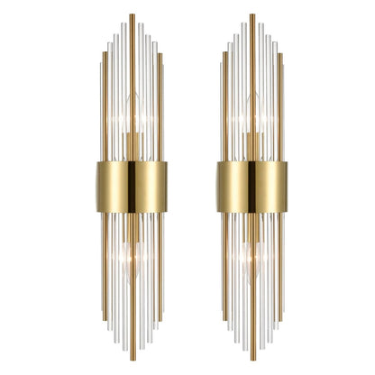 Applique murale moderne en métal Cabrera avec de belles tiges en verre transparent pour salle de bain, lot de 2