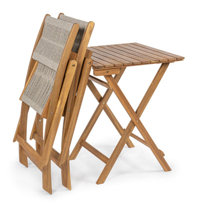 Ensemble bistrot d'extérieur pliant 3 pièces en bois d'acacia Cadiz Modern Coastal, par JONATHAN Y