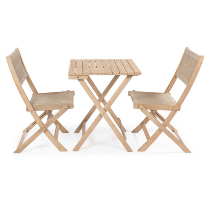 Ensemble bistrot d'extérieur pliant 3 pièces en bois d'acacia Cadiz Modern Coastal, par JONATHAN Y