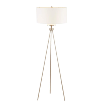 Lampadaire trépied en métal INK+IVY Pacific avec abat-jour en verre