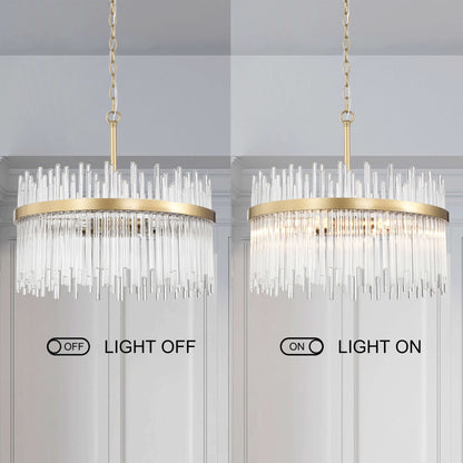 Lustre Casandra 5 lumières en bronze brillant avec barres en verre transparent - Bronze brillant