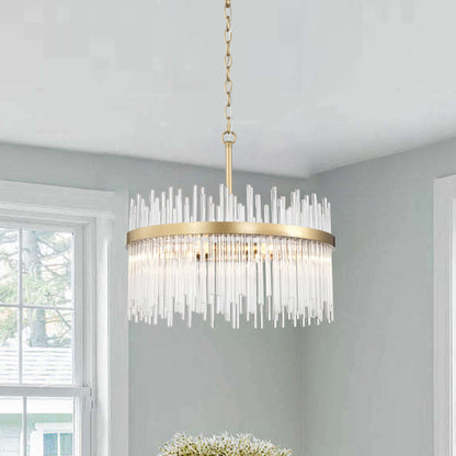 Lustre Casandra 5 lumières en bronze brillant avec barres en verre transparent - Bronze brillant