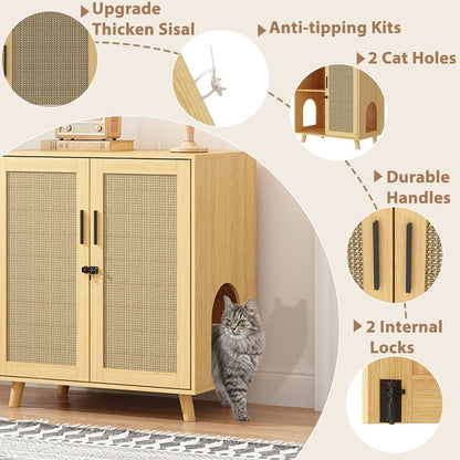 Bac à litière pour chat, maison pour chat, table d'appoint, porte, armoire, bibliothèque