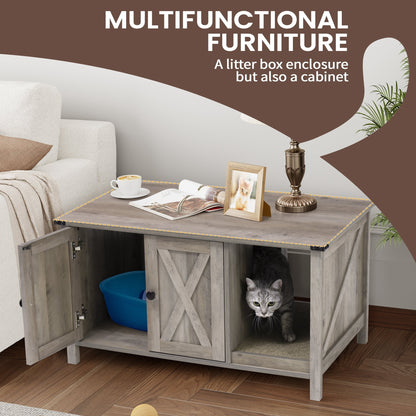 Enceinte de litière pour chat, meuble de toilette en bois caché avec griffoir