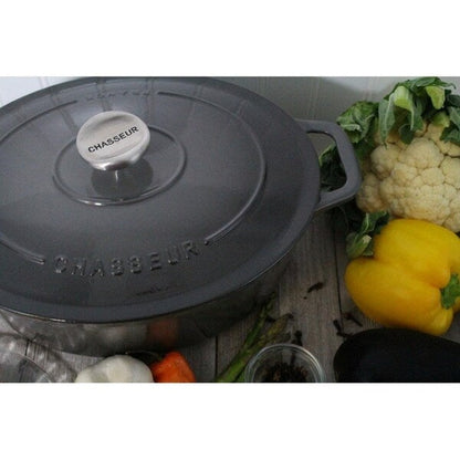 Cocotte ovale en fonte émaillée gris caviar Chasseur de 3,8 litres