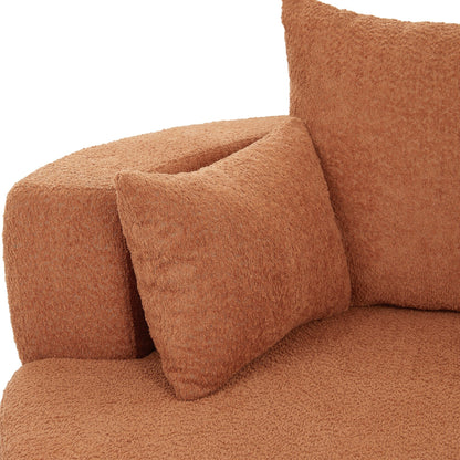 Fauteuil d'appoint en chenille, fauteuil rond avec base pivotante à 360 degrés et 3 coussins amovibles