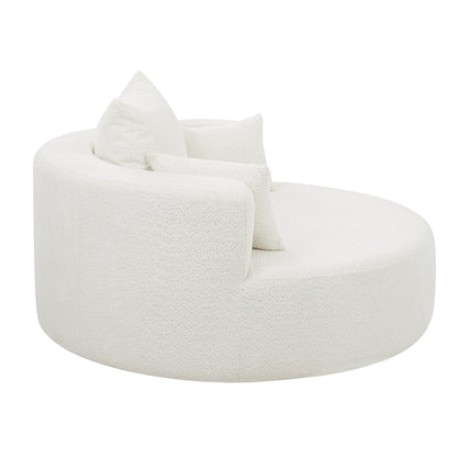 Fauteuil d'appoint en chenille, fauteuil rond avec base pivotante à 360 degrés et 3 coussins amovibles