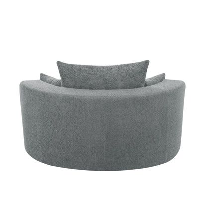 Fauteuil d'appoint en chenille, fauteuil rond avec base pivotante à 360 degrés et 3 coussins amovibles