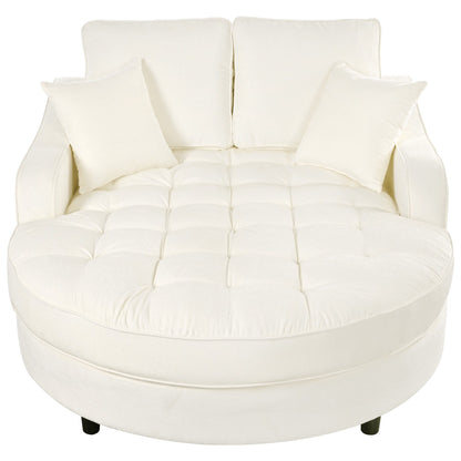 Canapé-lit en chenille, canapé-lit rembourré avec dossier capitonné et 2 coussins amovibles pour le salon