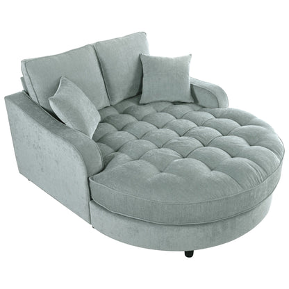 Canapé-lit en chenille, canapé-lit rembourré avec dossier capitonné et 2 coussins amovibles pour le salon