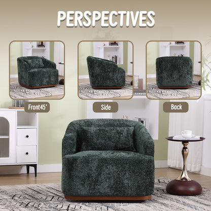 Fauteuil pivotant en chenille, canapé d'appoint confortable à 360 degrés pour salon, chambre et bureau avec coussin amovible