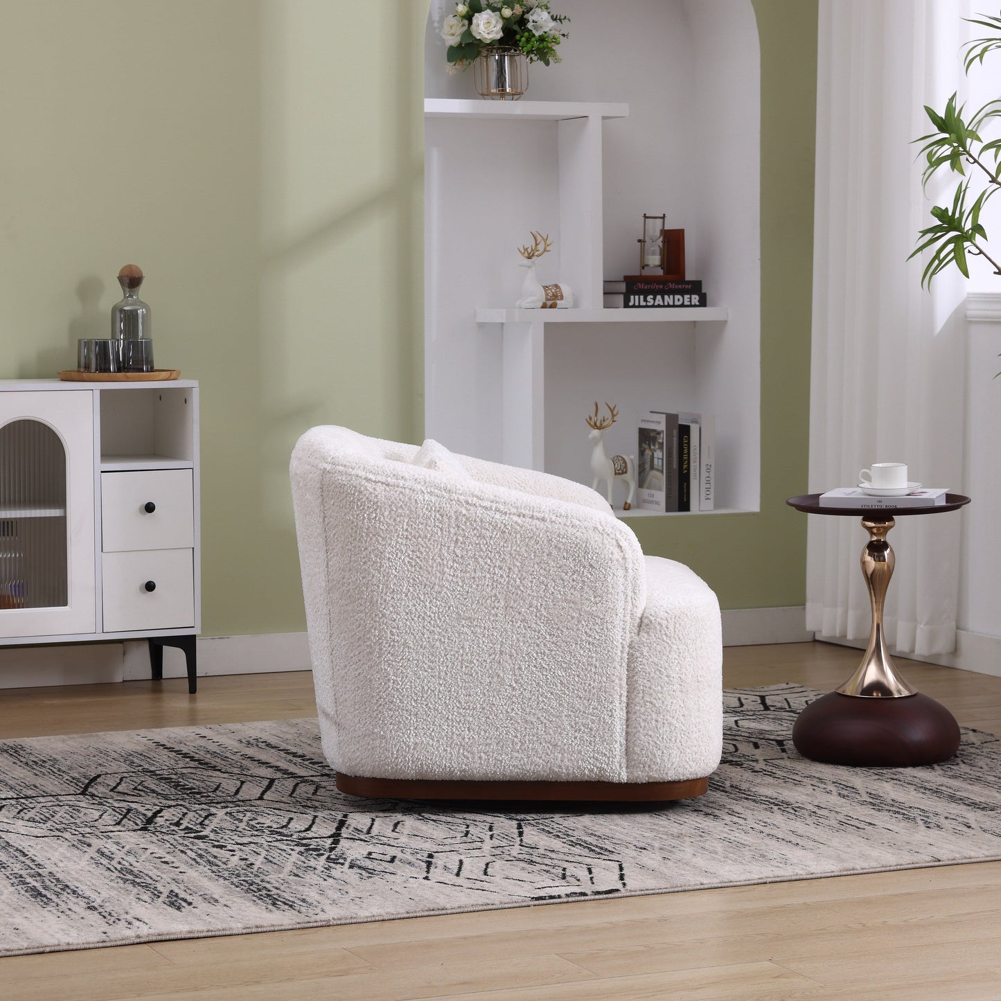 Fauteuil pivotant en chenille, canapé d'appoint confortable à 360 degrés pour salon, chambre et bureau avec coussin amovible