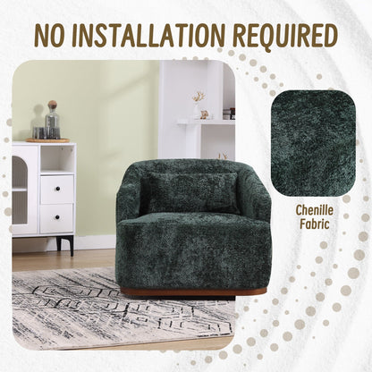 Fauteuil pivotant en chenille, canapé d'appoint confortable à 360 degrés pour salon, chambre et bureau avec coussin amovible