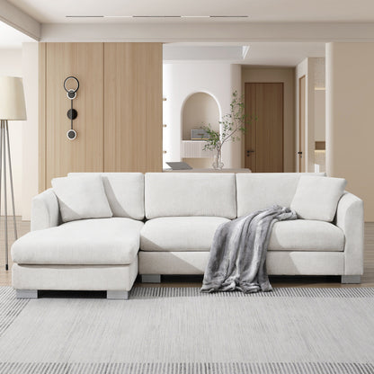 Canapé sectionnel Cloud, ensemble de canapés de luxe en forme de L avec 2 oreillers gratuits, mobilier d'intérieur 4 places en chenille avec méridienne surdimensionnée