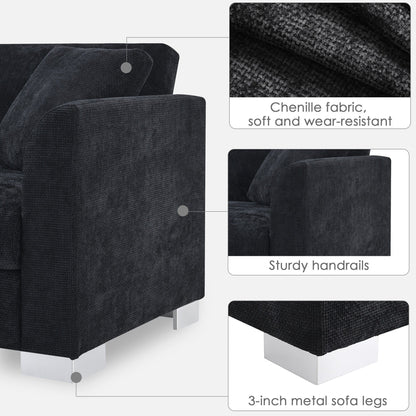 Canapé sectionnel Cloud, ensemble de canapés de luxe en forme de L avec 2 oreillers gratuits, mobilier d'intérieur 4 places en chenille avec méridienne surdimensionnée