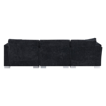 Canapé sectionnel Cloud, ensemble de canapés de luxe en forme de L avec 2 oreillers gratuits, mobilier d'intérieur 4 places en chenille avec méridienne surdimensionnée