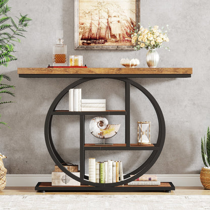 Console d'entrée, table de canapé industrielle à 4 niveaux derrière le canapé
