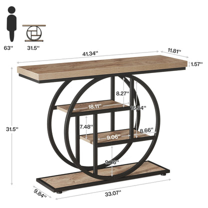 Console d'entrée, table de canapé industrielle à 4 niveaux derrière le canapé