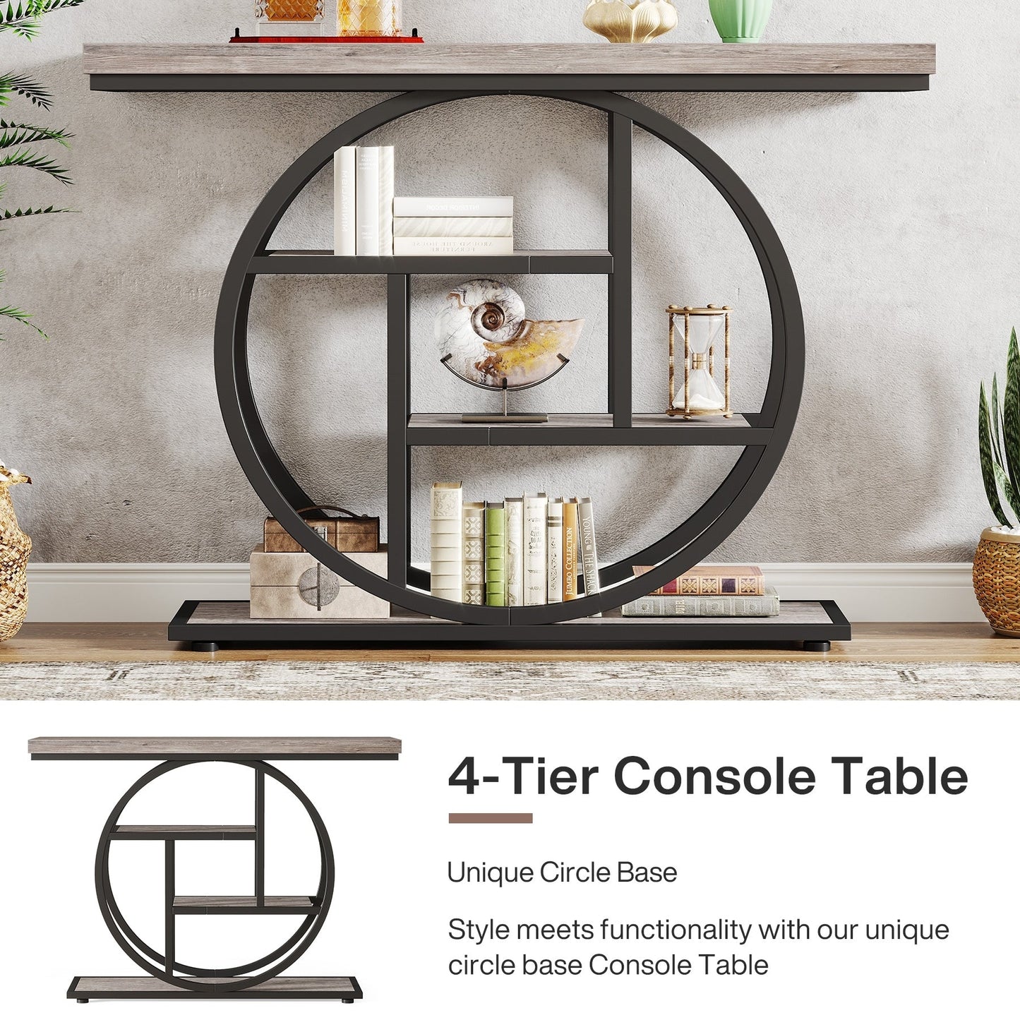 Console d'entrée, table de canapé industrielle à 4 niveaux derrière le canapé