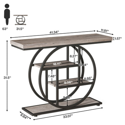 Console d'entrée, table de canapé industrielle à 4 niveaux derrière le canapé