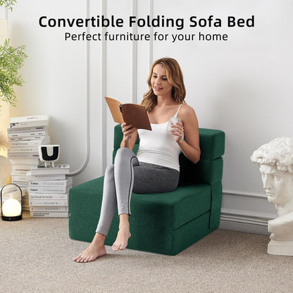 Canapé-lit convertible pliant - Fauteuil-lit moderne en lin avec oreiller et matelas pliable pour salon/dortoir/chambre d'amis