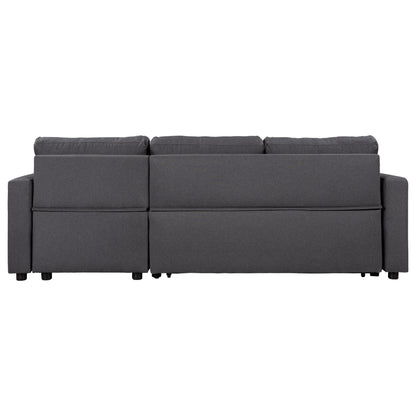 Canapé convertible en L avec lit gigogne et espace de rangement, 2 coussins d'appoint