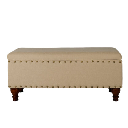 Banc de rangement rembourré Copper Grove Muscari avec bordure cloutée