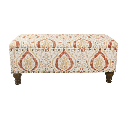 Banc de rangement rembourré Copper Grove Muscari avec bordure cloutée