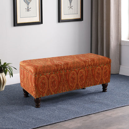 Banc de rangement rembourré Copper Grove Muscari avec bordure cloutée