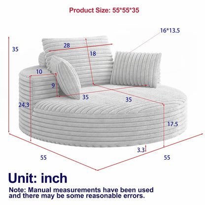 Chaise pivotante simple en velours côtelé et mousse chenille