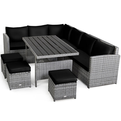 Ensemble de salle à manger en rotin Costway 7 pièces avec canapé sectionnel et pouf - Voir les détails