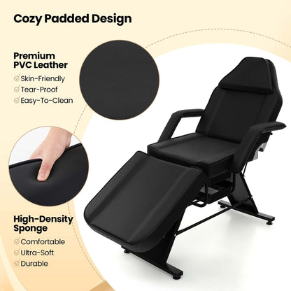 Lit de massage Costway 72 avec tabouret hydraulique, dossier réglable et