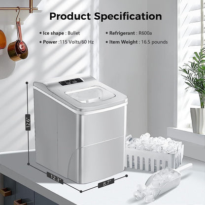 Machine à glaçons de comptoir, glaçons prêts en 6 à 8 minutes avec pelle à glaçons et panier