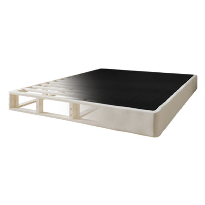 Sommier à ressorts en bois massif CraftPorch de 5 pouces avec lattes en bois et revêtement en lin gris chaud