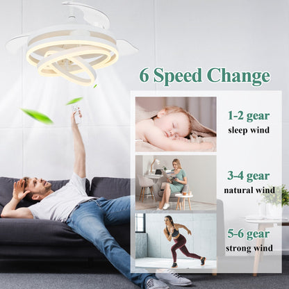Ventilateur de plafond rétractable Cusp Barn 42 avec lumières et télécommande DIY Forme Fandelier Moderne Silencieux Moteur CC Plafonnier LED