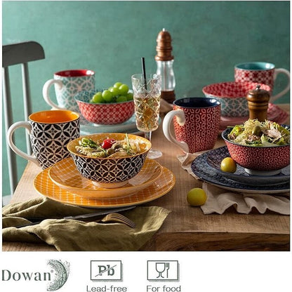Service de table en céramique DOWAN, 16 pièces pour 4 personnes, assiettes et bols décoratifs